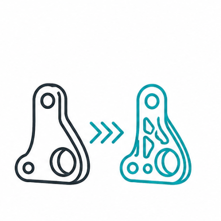Konstruktion und Optimierung Symbol für Konstruktion und Bauteiloptimierung in der additiven Fertigung.